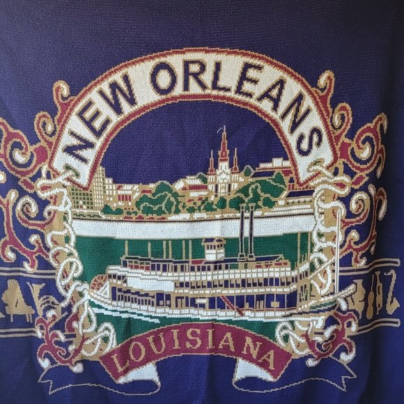 New Orleans Large Graphic Throw Blanket JC Knitwear - Picture 1 of 6